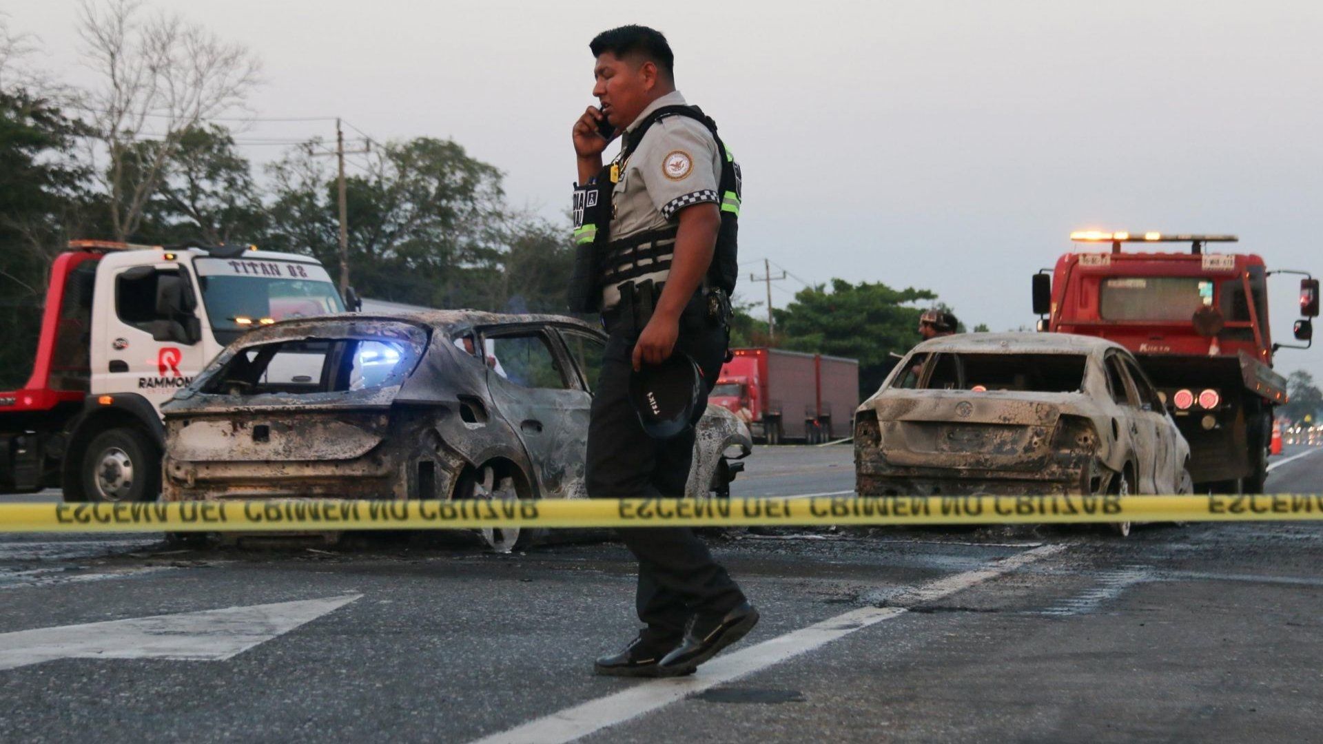 Elemento de la Guardia Nacional en escena del crimen en Villahermosa