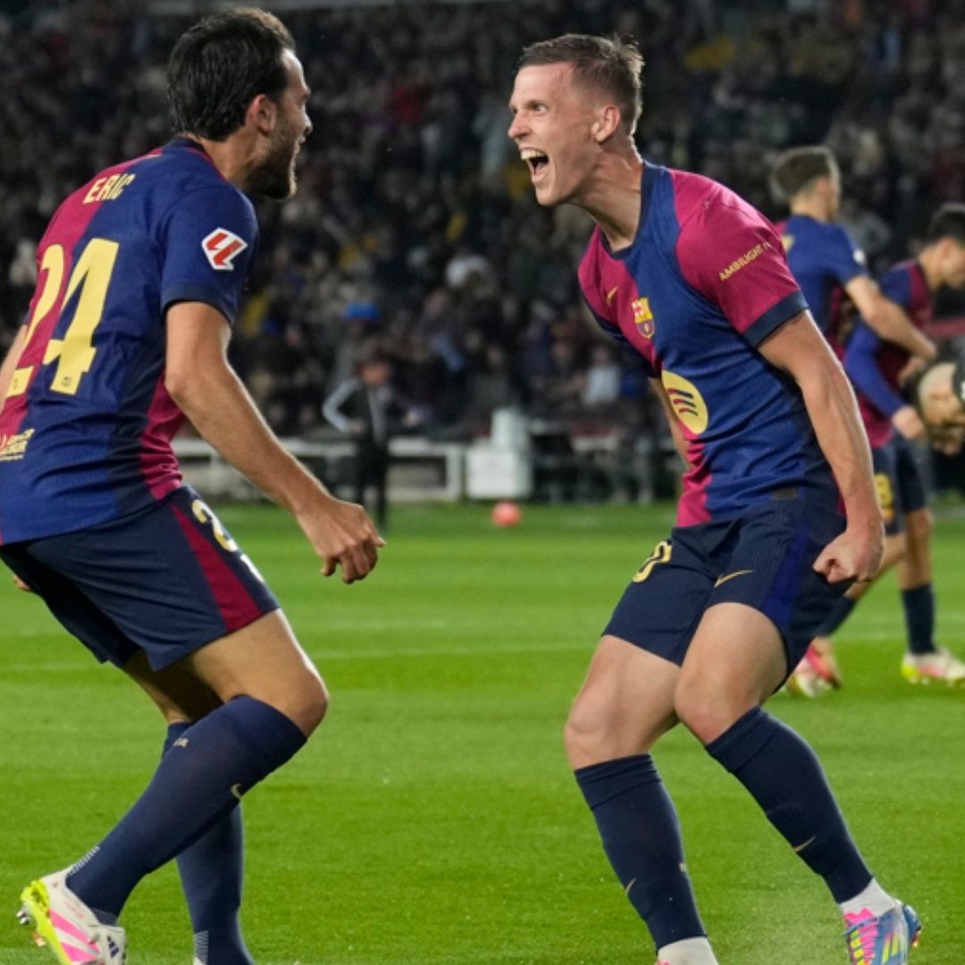 Dani Olmo abrió el marcador para poner el ventaja al Barcelona, ante el Mallorca, en la Liga española de futbol.