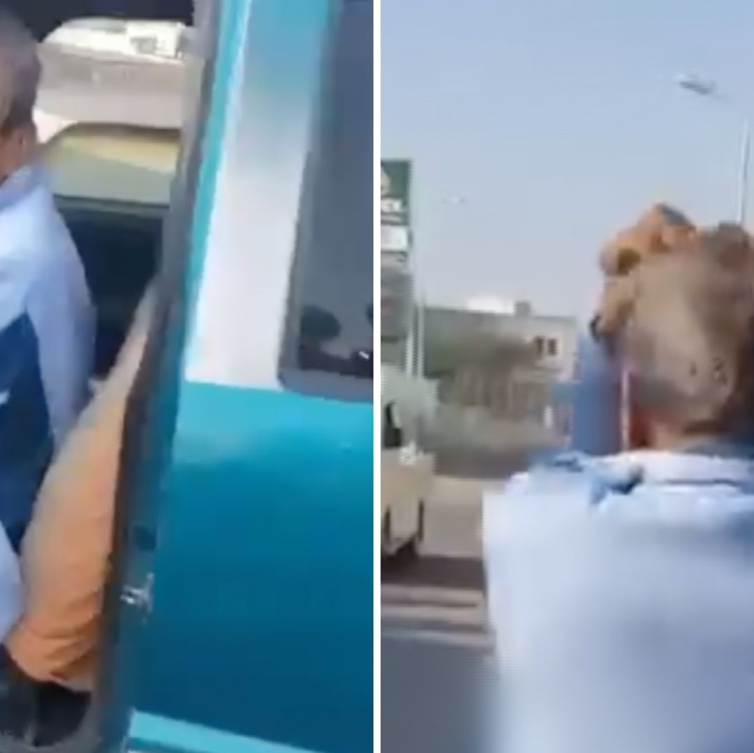 El hombre quedó varado con su camioneta tras invadir las obras y un grupo de hombres decidieron ayudarle