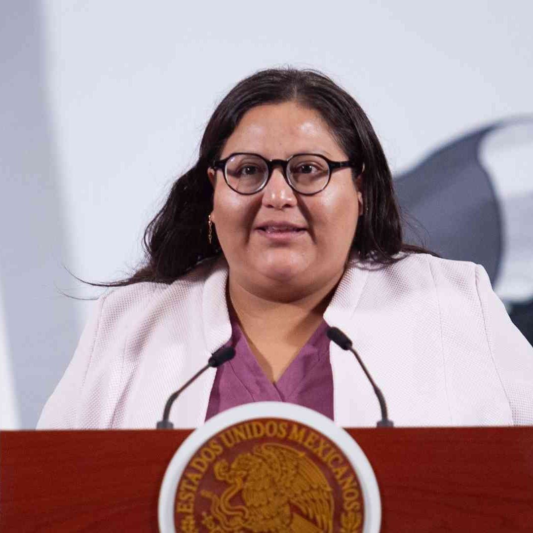 Citlali Hernández Mora, secretaria de Mujeres durante la conferencia de prensa matutina