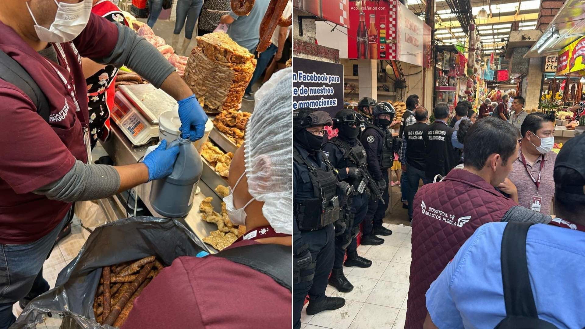 Mercado Emiliano Zapata en Puebla; Decomisan Carne Echada a Perder y Clausuran una Carnicería