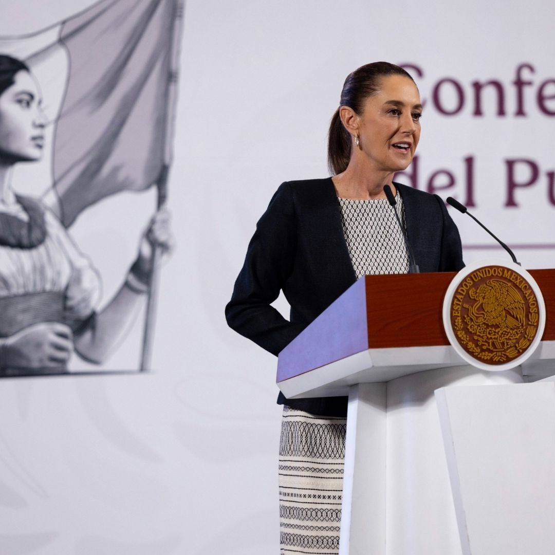 Claudia Sheinbaum en la conferencia de prensa en Palacio Nacional