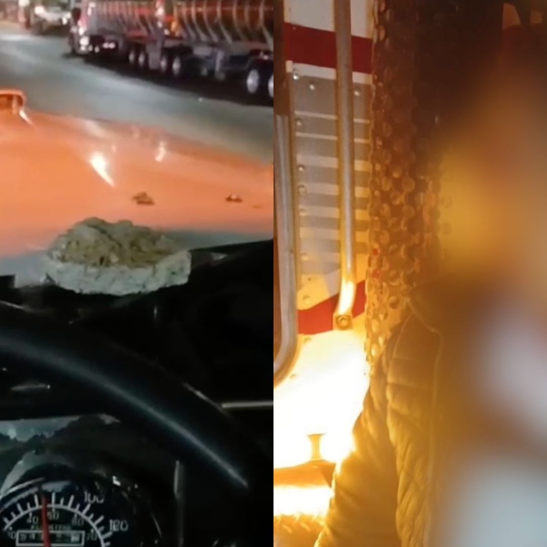 Las piedras eran lanzadas de las inmediaciones de la carretera, impactando directamente contra los autos que por ahí pasaban.