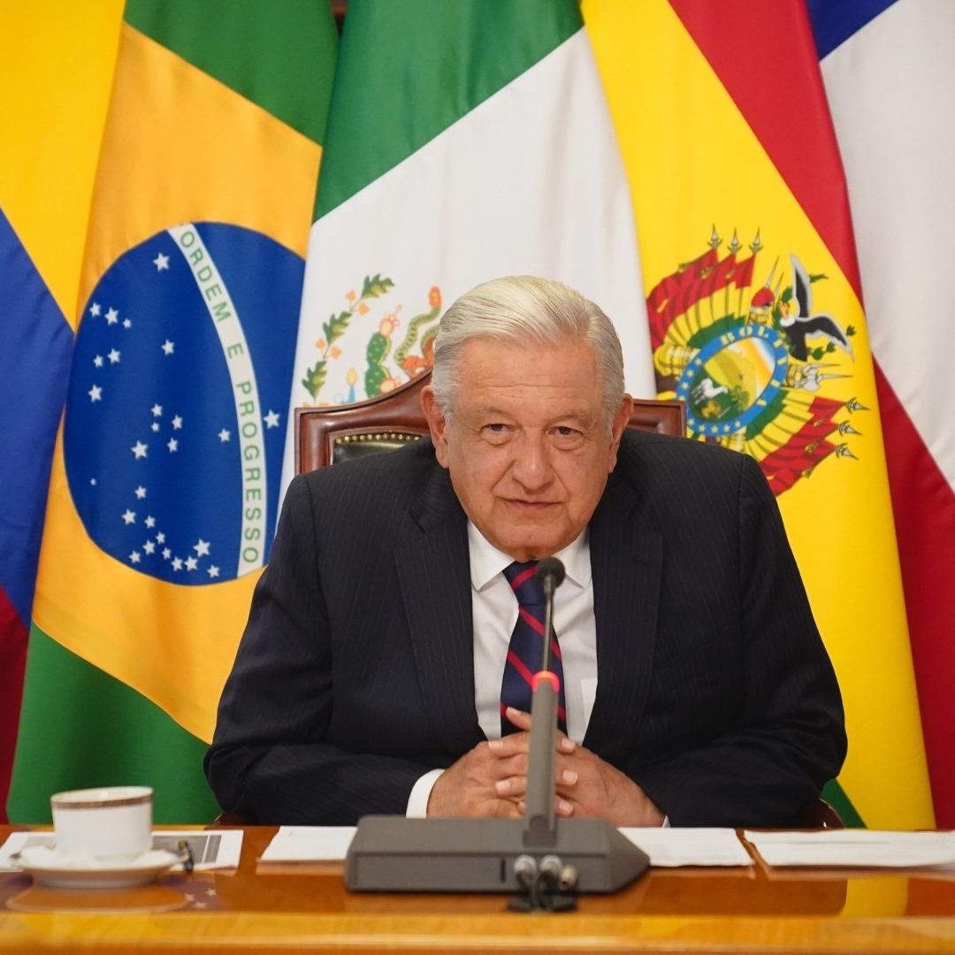 El presidente López Obrador durante cumbre virtual de Celac.