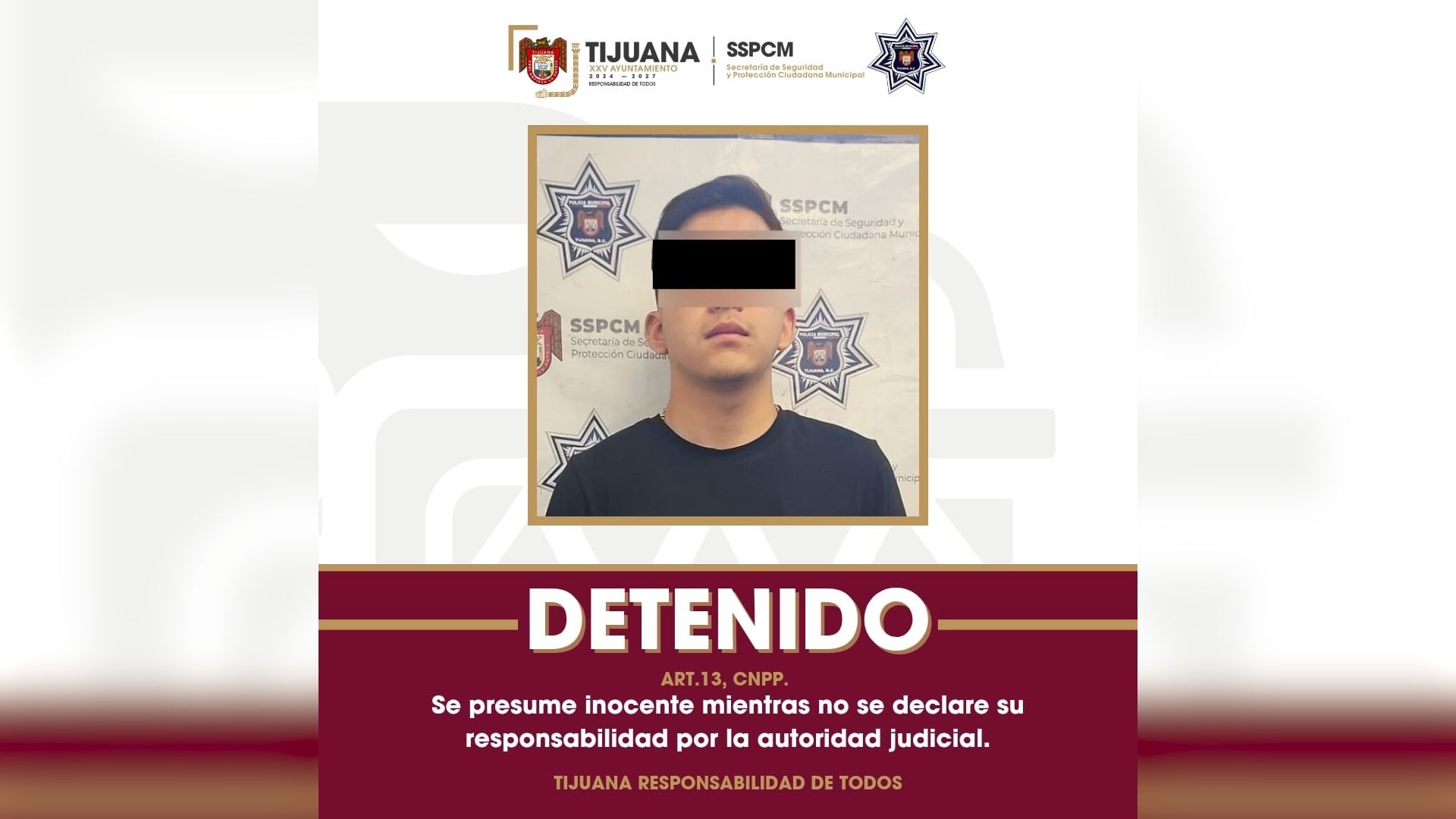 Asegura Policía Municipal a Persona Acusada de Robo y Presunto Homicidio en Tijuana