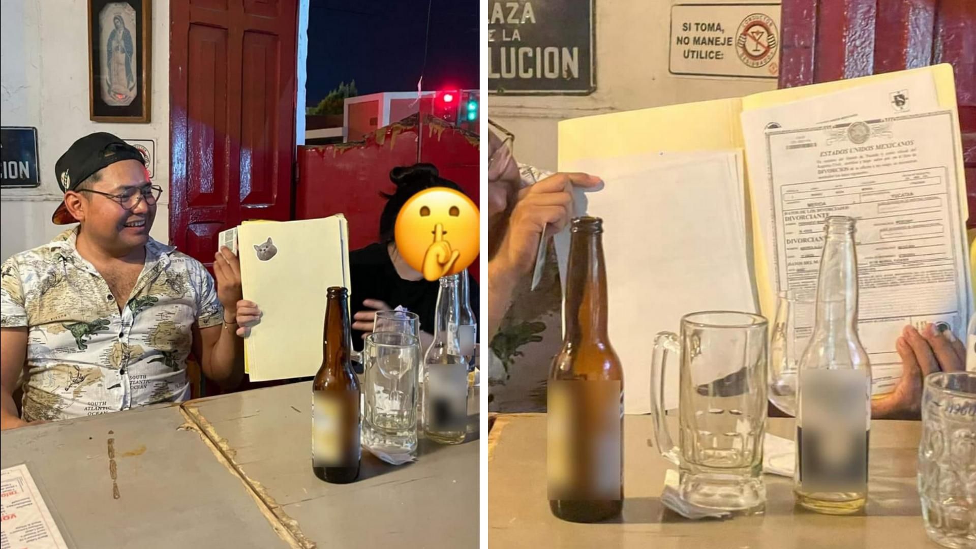 Pareja festeja divorcio en cantina El Cardenal de Mérida