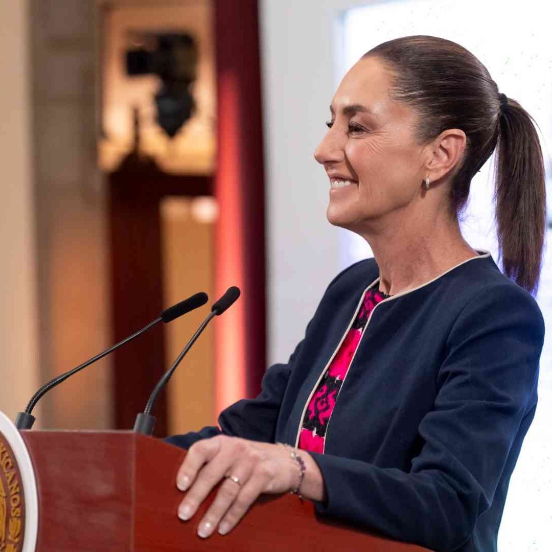 La presidenta Claudia Sheinbaum durante la conferencia mañanera de hoy, 29 de abril de 2025.