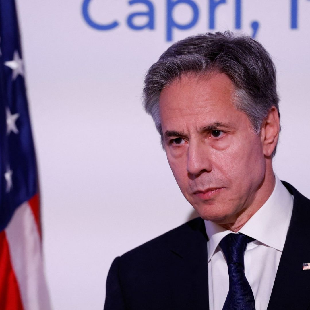 Antony Blinken en conferencia de prensa en Capri, Italia