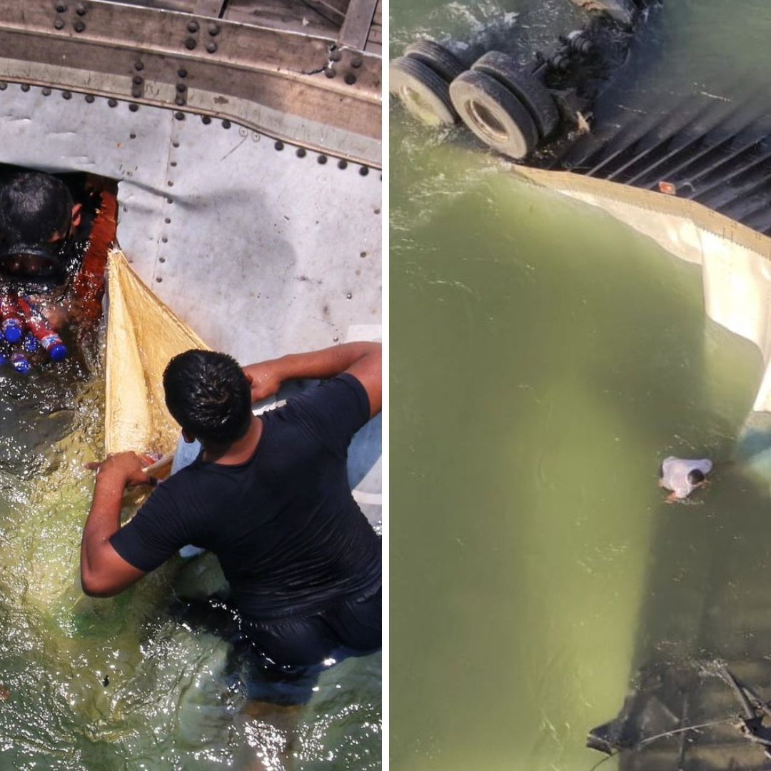 Video: Bucean para Cometer Rapiña de Tráiler que Cayó a Río en Tabasco; el Chofer Murió