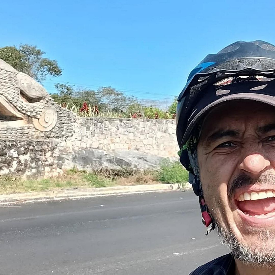 Jaime Roldán en México, como parte de su viaje en bicicleta hasta Alaska