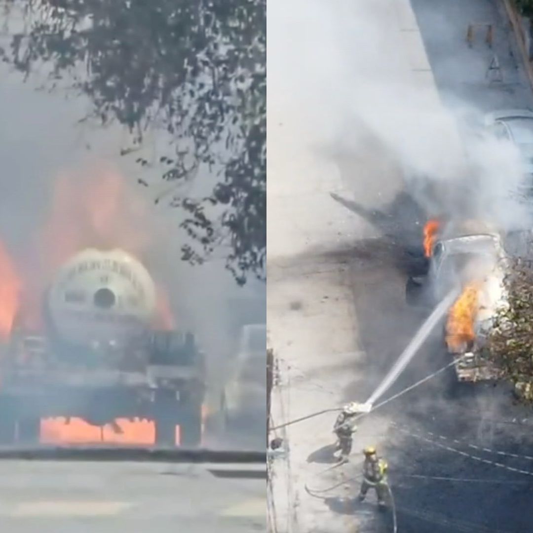 Bomberos de Nuevo León sofocaron el incendio de la pipa de gas