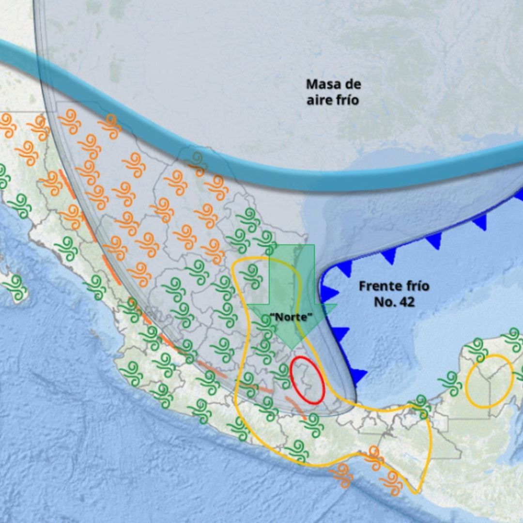 Evento de Norte y Lluvia Veracruz en Mayo 2025 por Frente Frío 42, De Cuánto Serán las Rachas de Viento