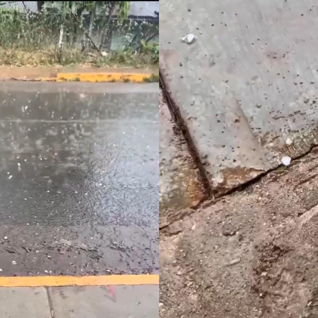 Esta tarde se reportó la caída de granizo, acompañado de una fuerte lluvia.