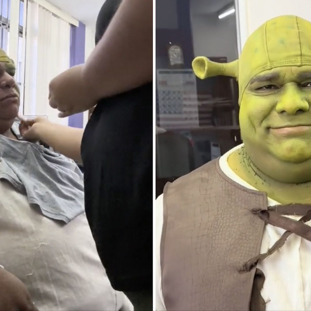 Maestro se disfraza se Shrek por Día del Niño en Uruapan