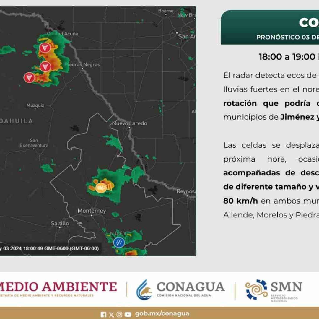 Conagua alertó a la población sobre el posible tornado.