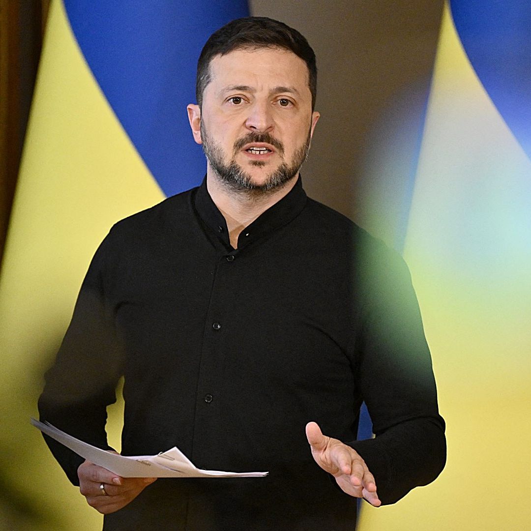 Volodimir Zelenski en conferencia de prensa en Kiev