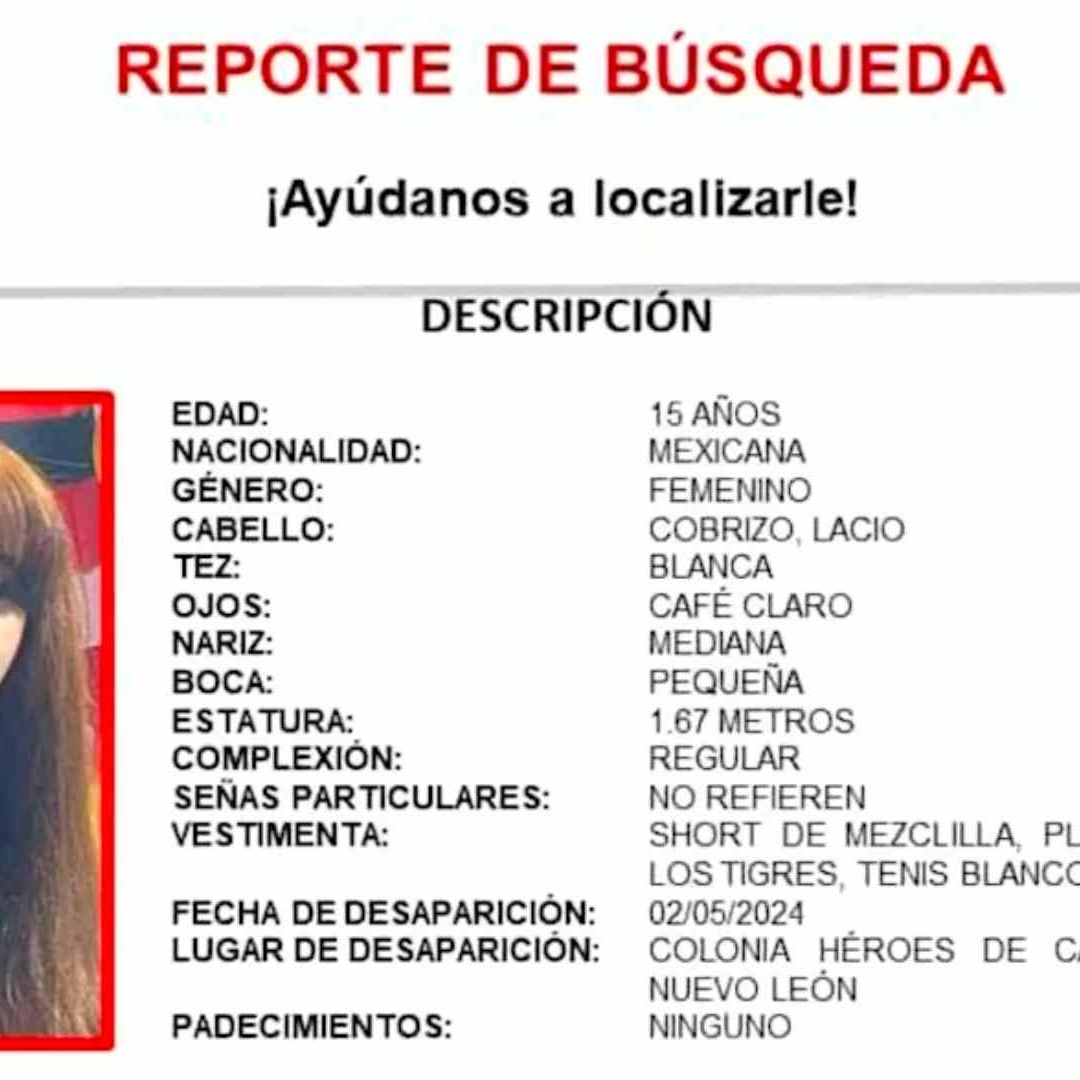 Menor de 15 años se encuentra desaparecida en Nuevo León