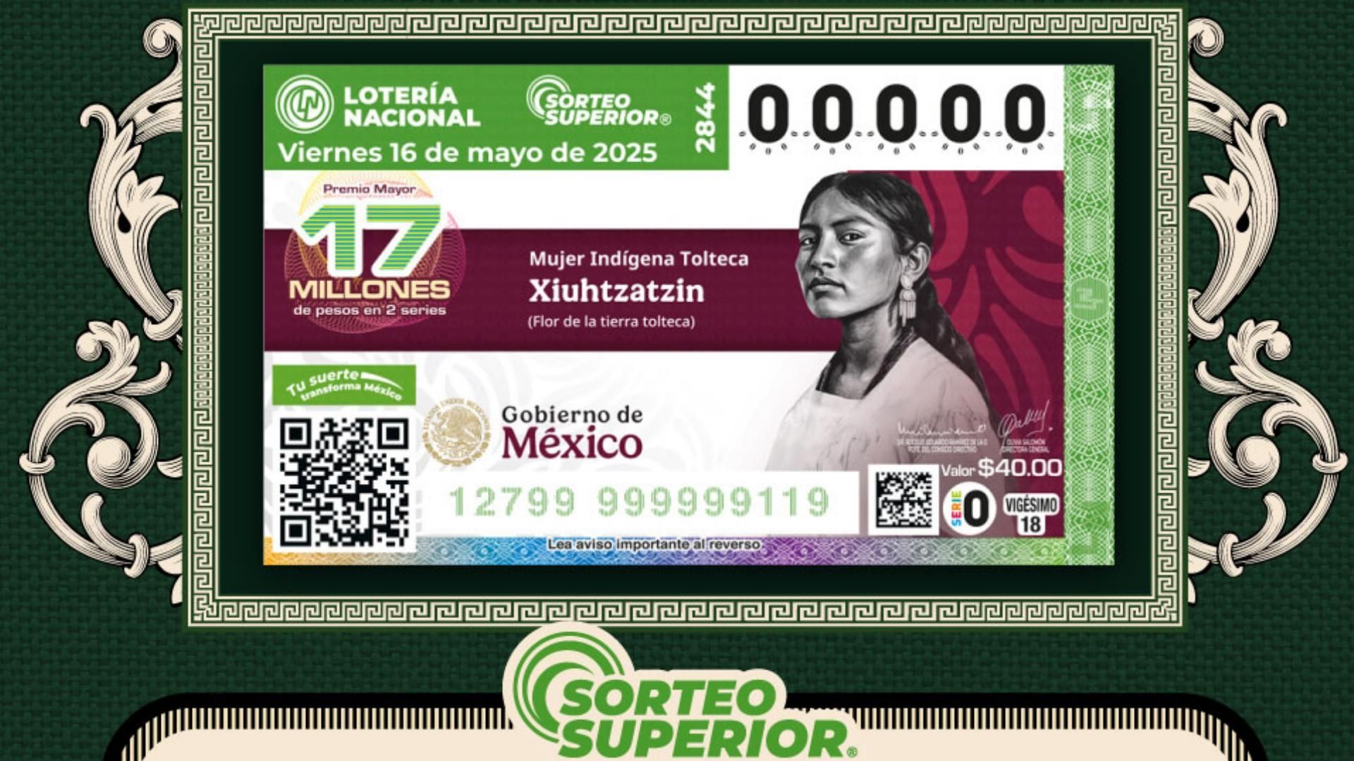 Resultados Lotería Nacional hoy 16 de mayo 2025 número ganador del Sorteo Superior 2844