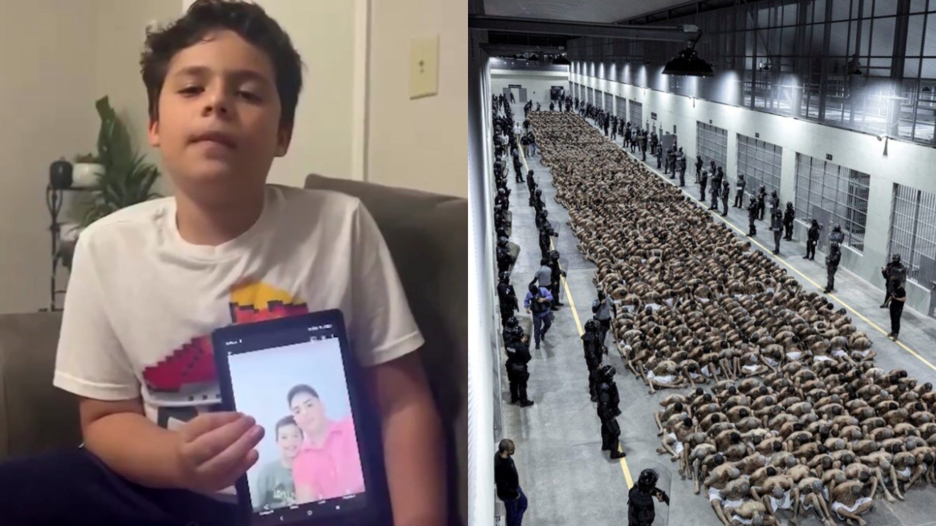 Niño de 9 Conmueve al Ver a su Papa Preso en Mega Prisión de El Salvador; Pide su Liberación