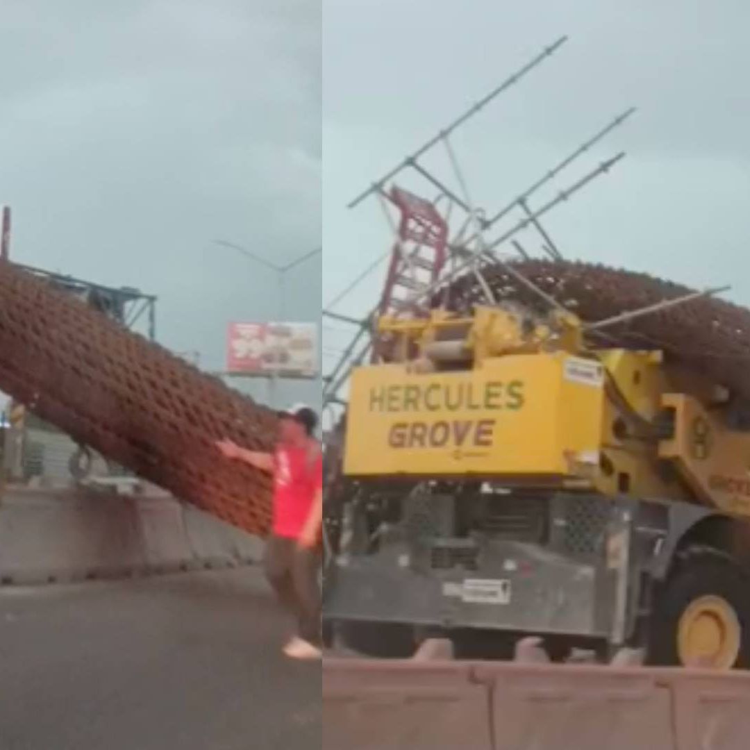 Cae Estructura de Varilla de Construcción del Metro en Apodaca, NL