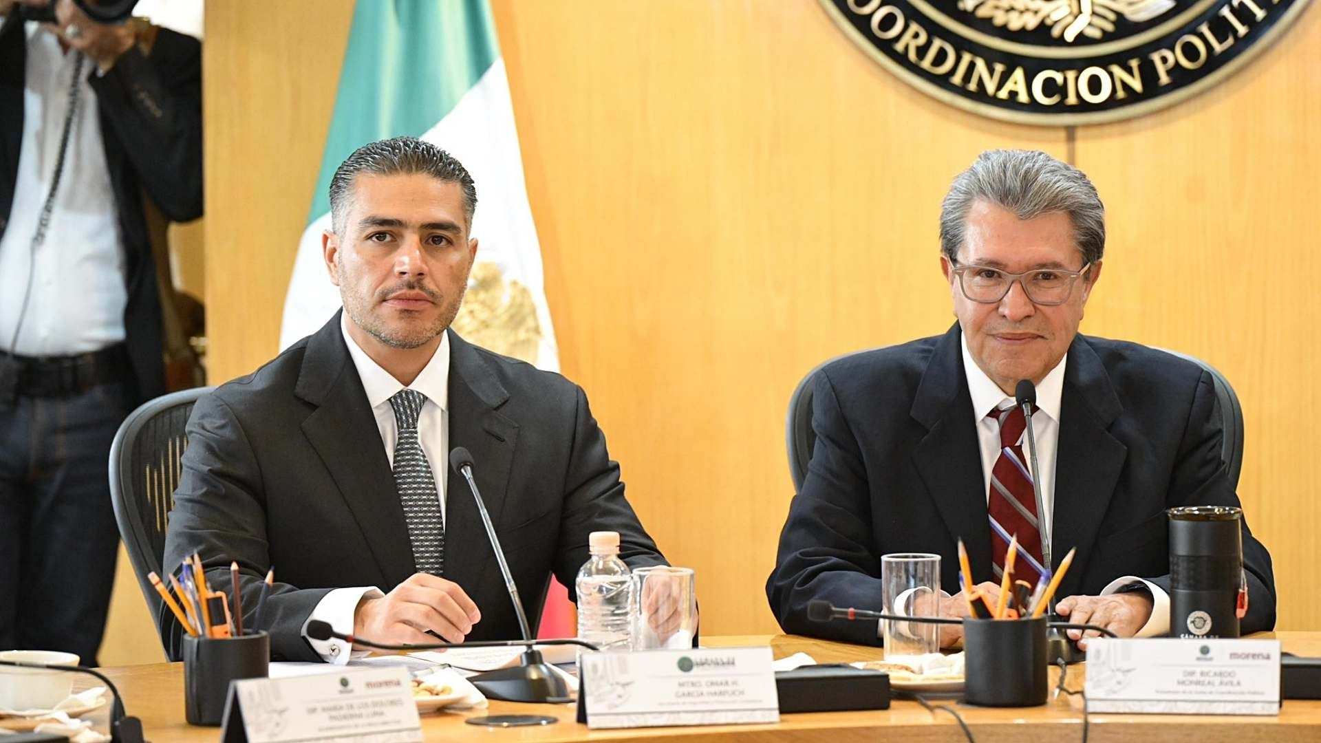 Omar García Harfuch en comparecencia en la Jucopo de la Cámara de Diputados. Foto: X @julioc_moreno