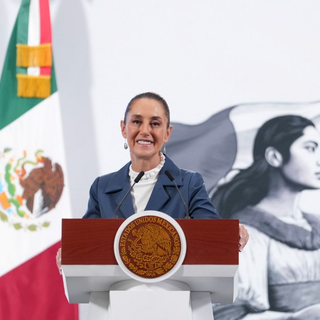 Claudia Sheinbaum en conferencia de prensa en Palacio Nacional