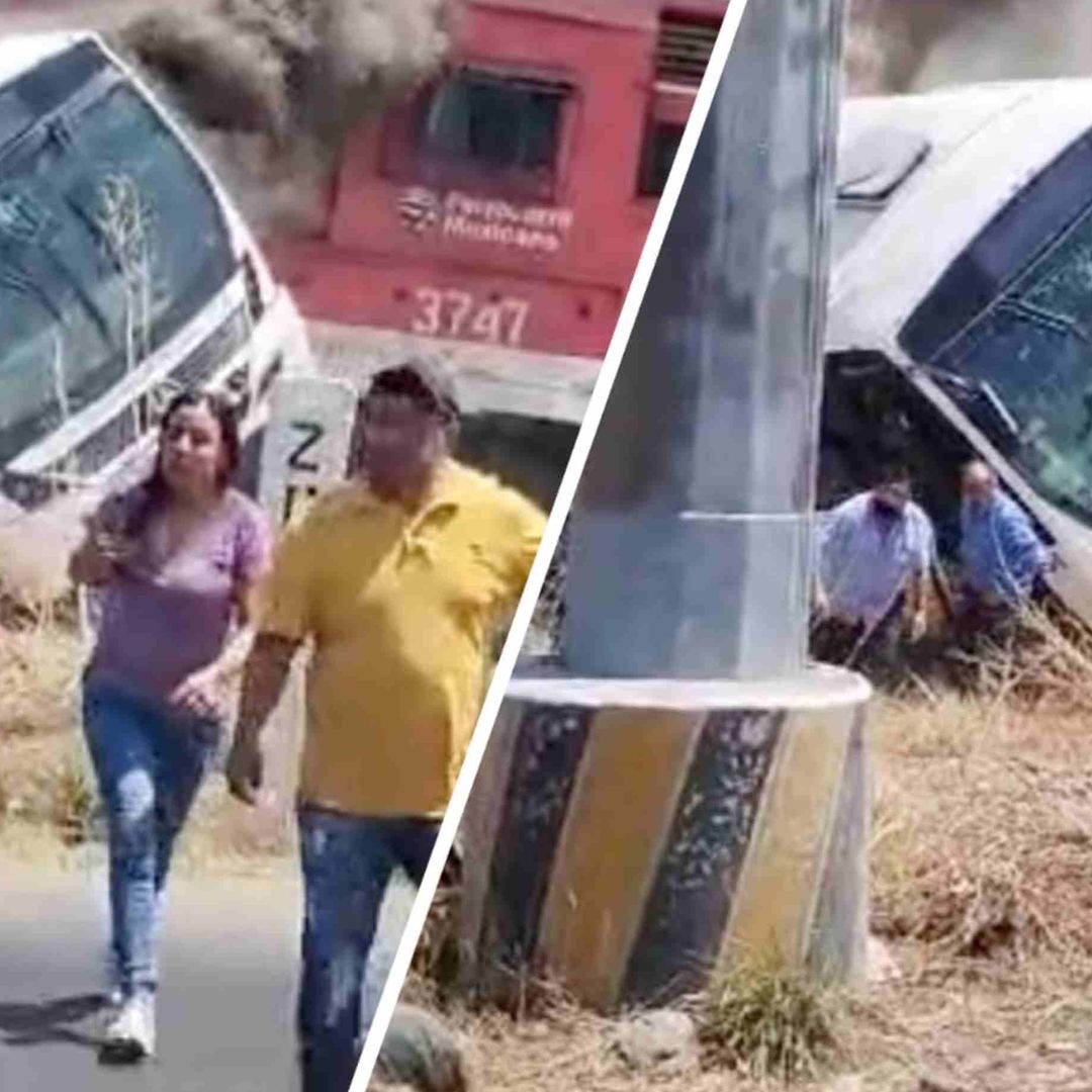 En las imágenes se puede ver como los pasajeros bajan del camión tras el impacto.