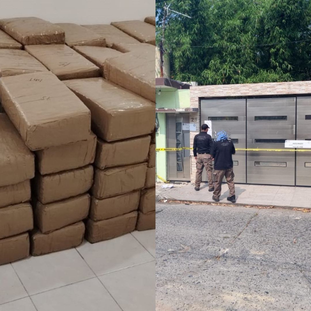 Autoridades aseguraron 142 paquetes confeccionados con cinta canela, que contenían hierba verde y seca con las características de la marihuana.
