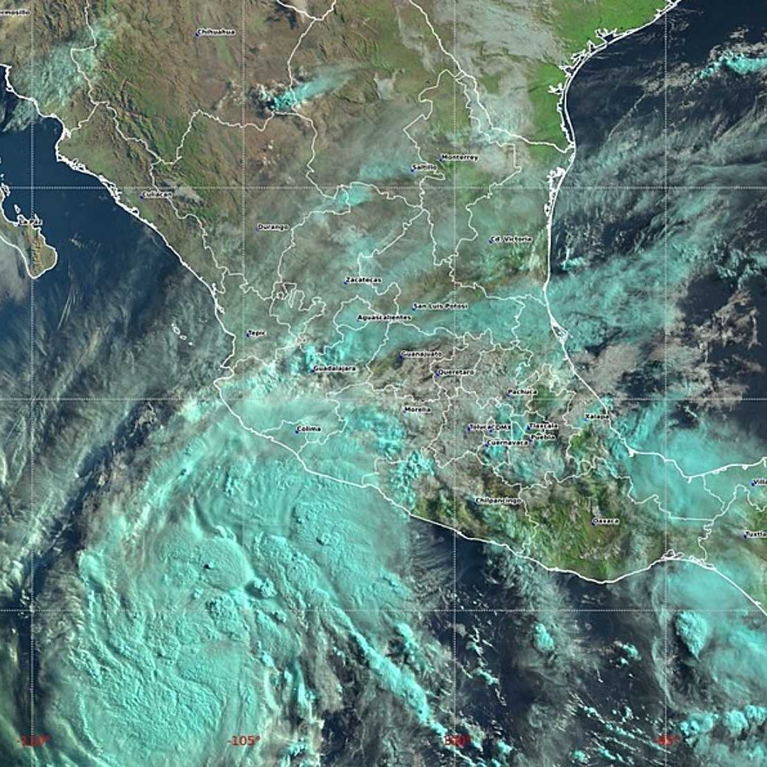 Tormenta tropical Alvin en aguas del Pacífico mexicano. Foto: SMN