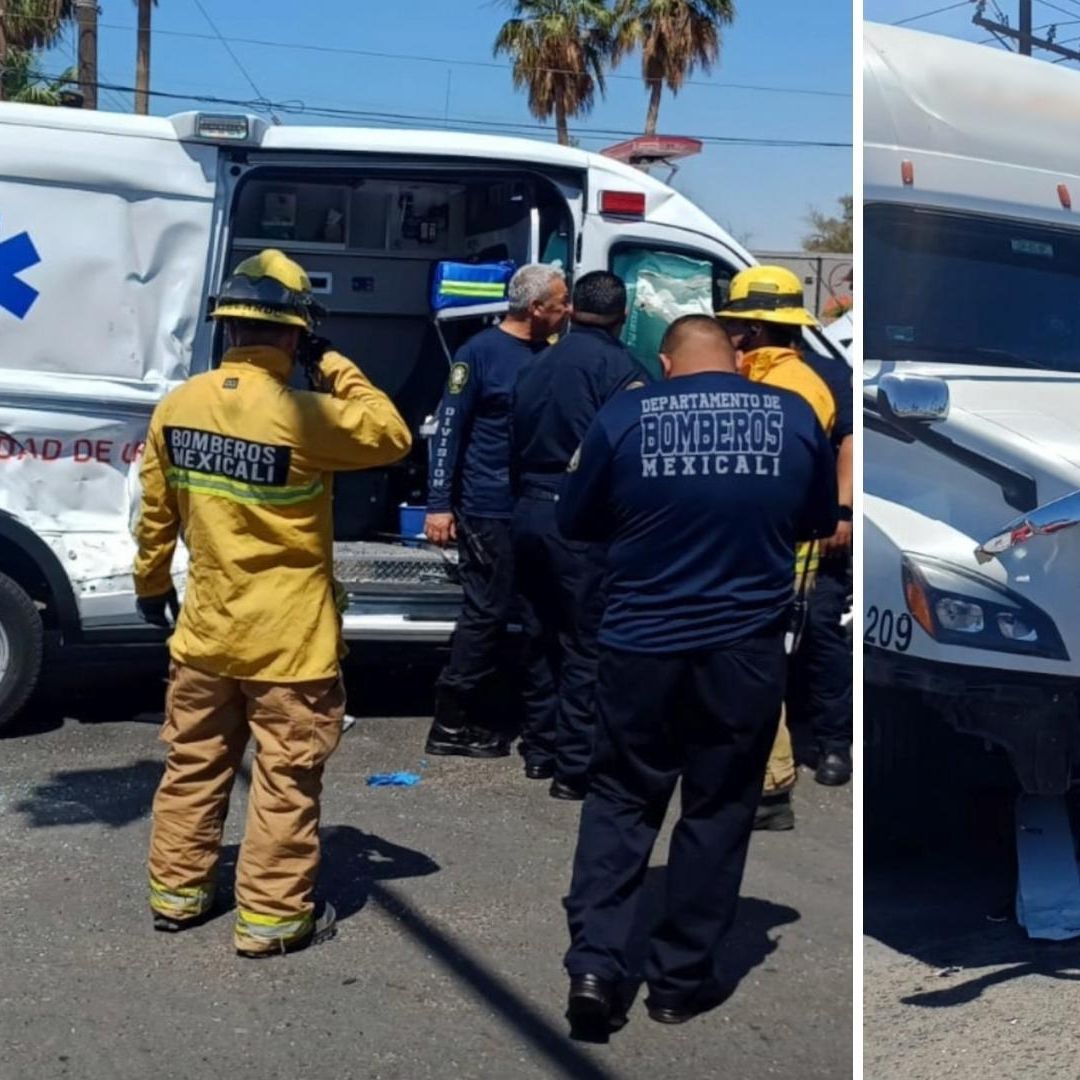 Ambulancia Choca Contra Tráiler en Carretera de Mexicali y Deja Cuatro Heridos