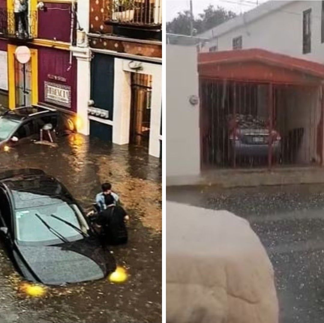 Lluvias Inundan Calles en Municipios de Puebla y Granizo Sorprende a Nuevo León