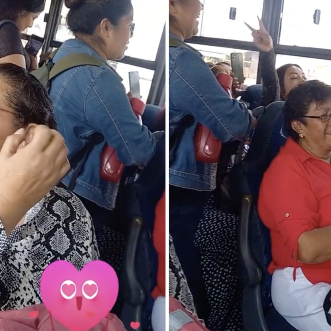 Mujeres cantan canción de Los Temerarios en el camión