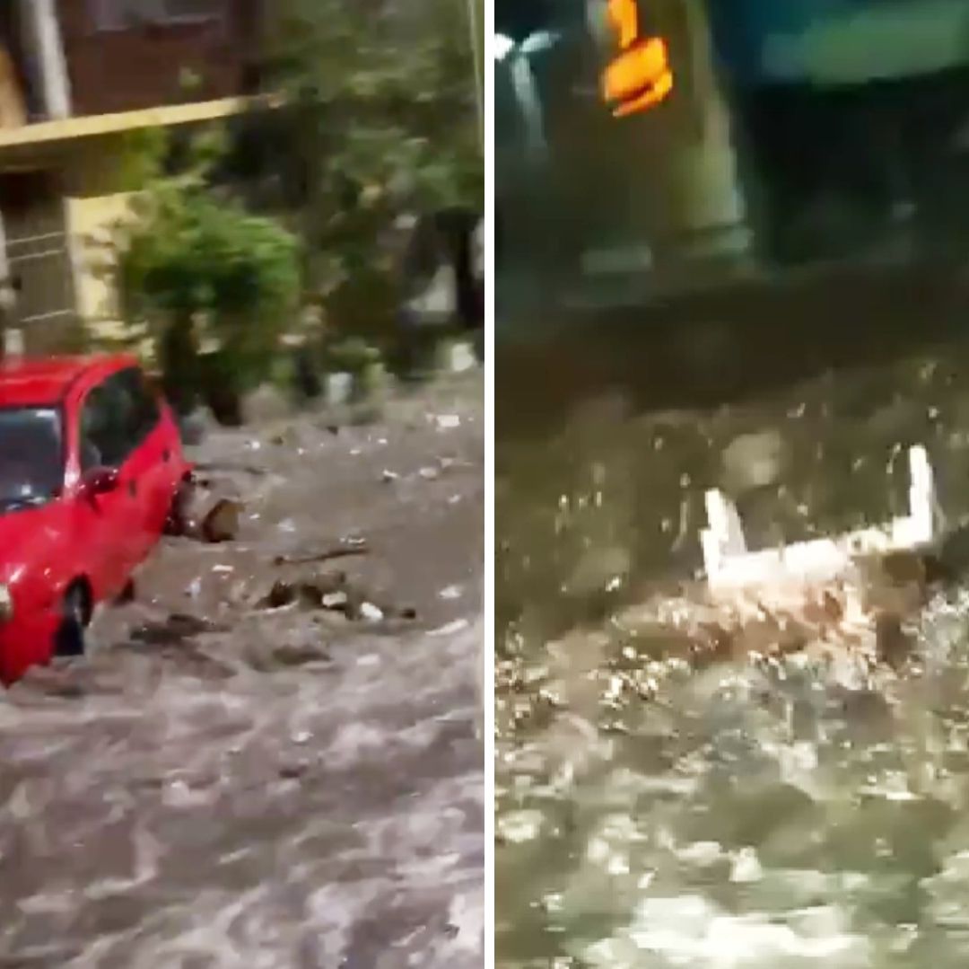 Lluvias Inundan las Calles de Nuevo León y sus Corrientes Arrastran Varios Autos
