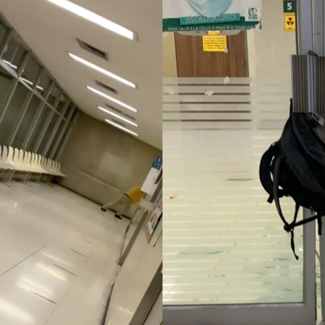 Hombre drogado rompe puerta de cristal en Clínica 5 del IMSS de Monterrey