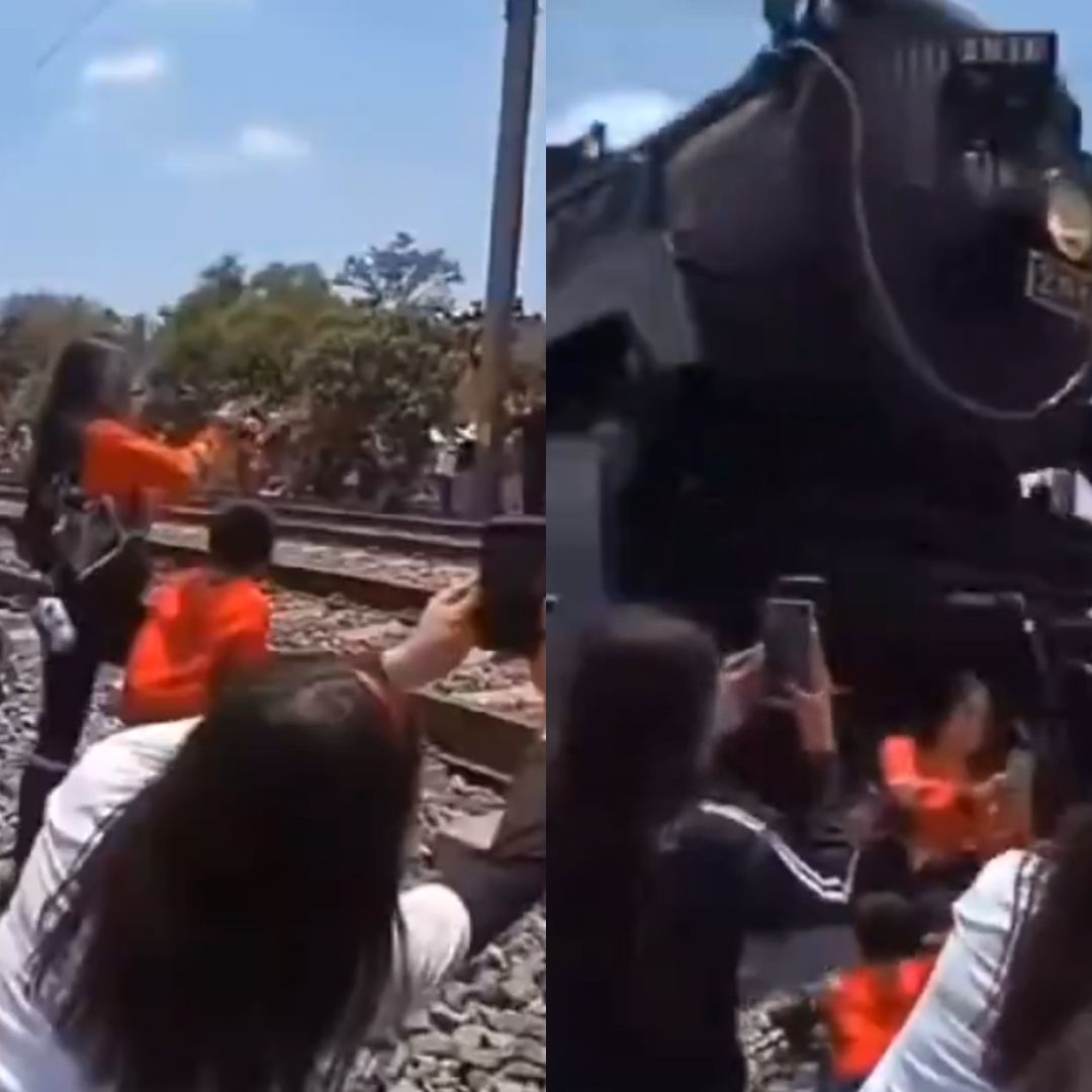 Mujer se acerca a la vía y se coloca de espalda para tomarse una foto y la golpea la histórica Empress 2816