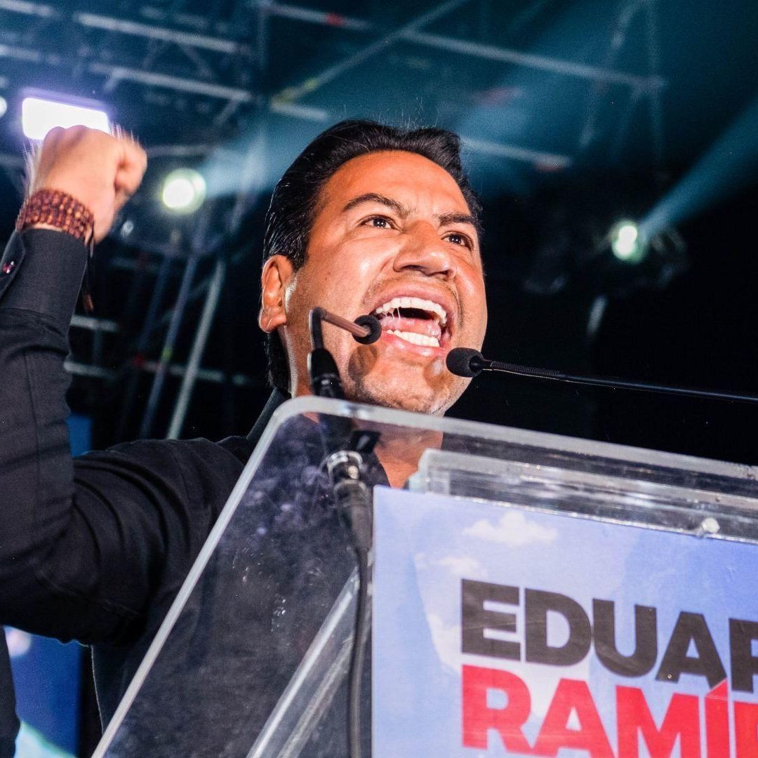 Eduardo Ramírez Aguilar durante su cierre de campaña en San Cristóbal de las Casas