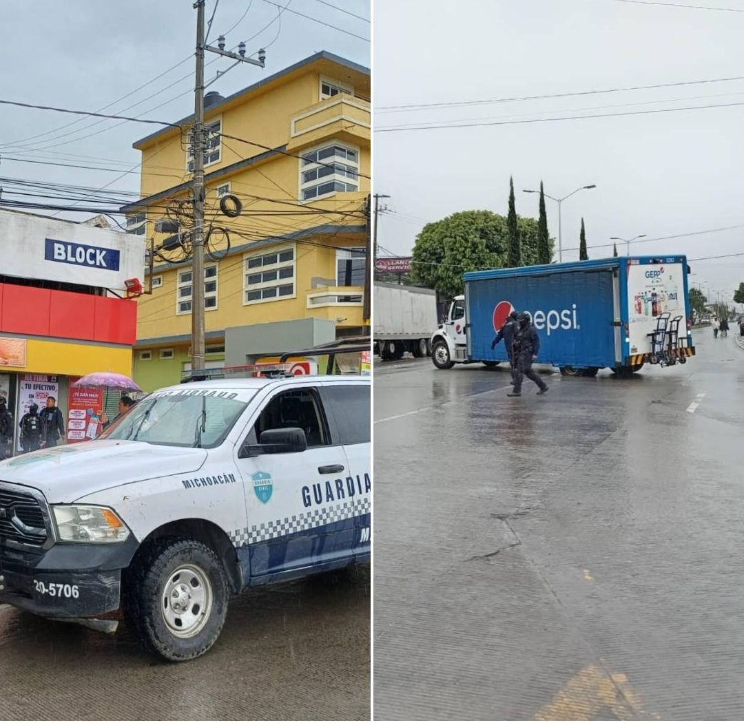 Balaceras y Quema de Negocios en Zitácuaro, Michoacán; Niños se Tiran al Suelo Para Protegerse