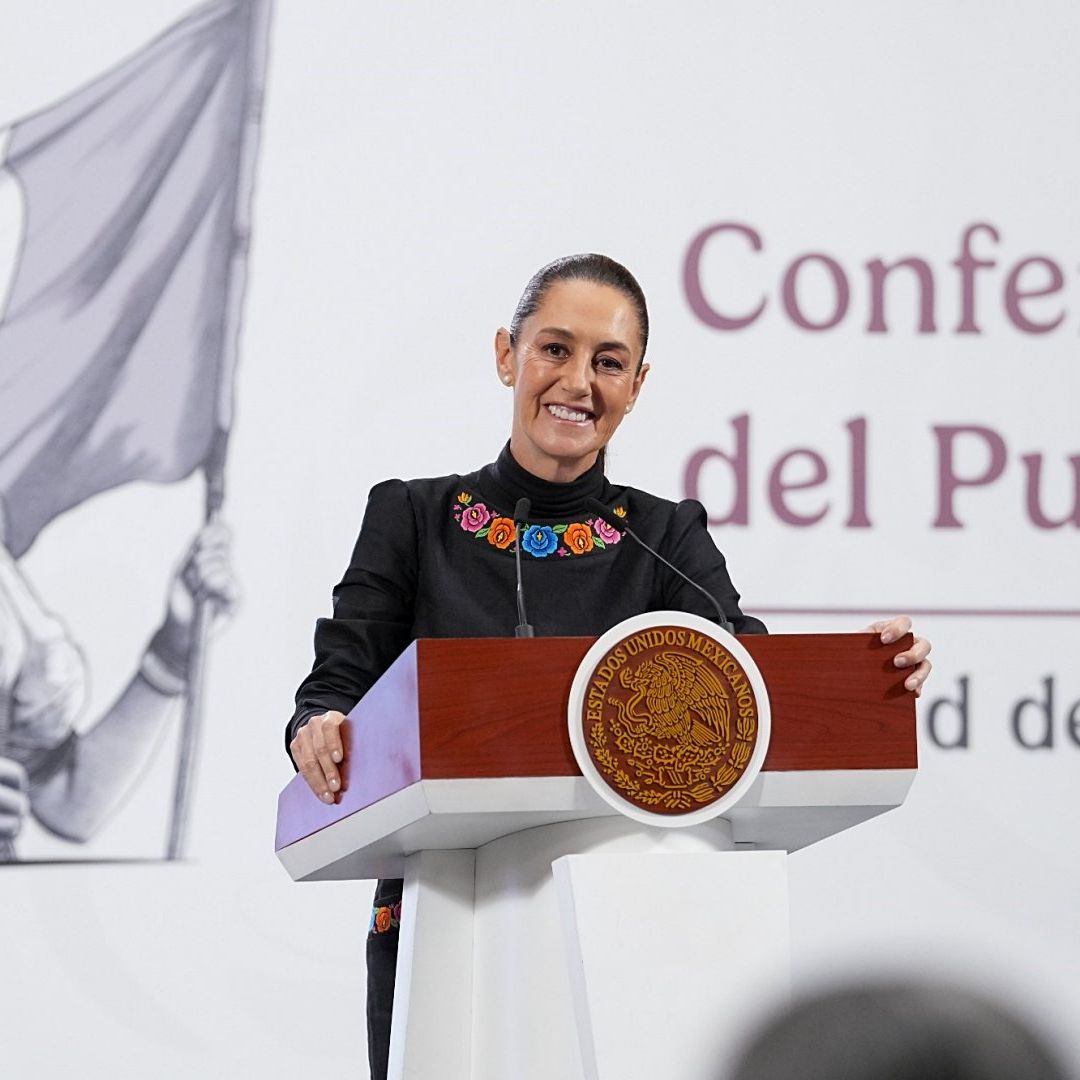 Claudia Sheinbaum en conferencia de prensa en Palacio Nacional