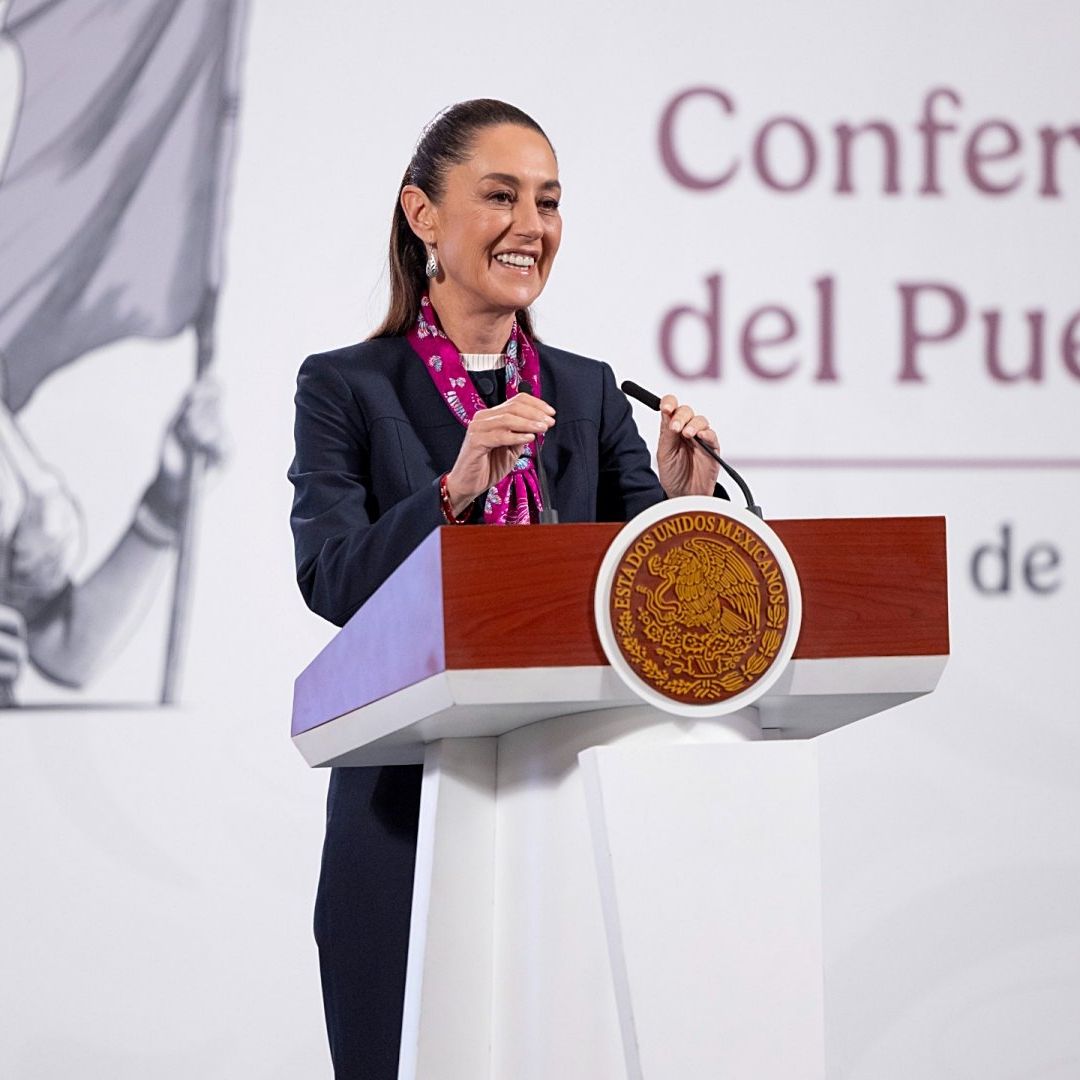 Claudia Sheinbaum en conferencia de prensa en Palacio Nacional