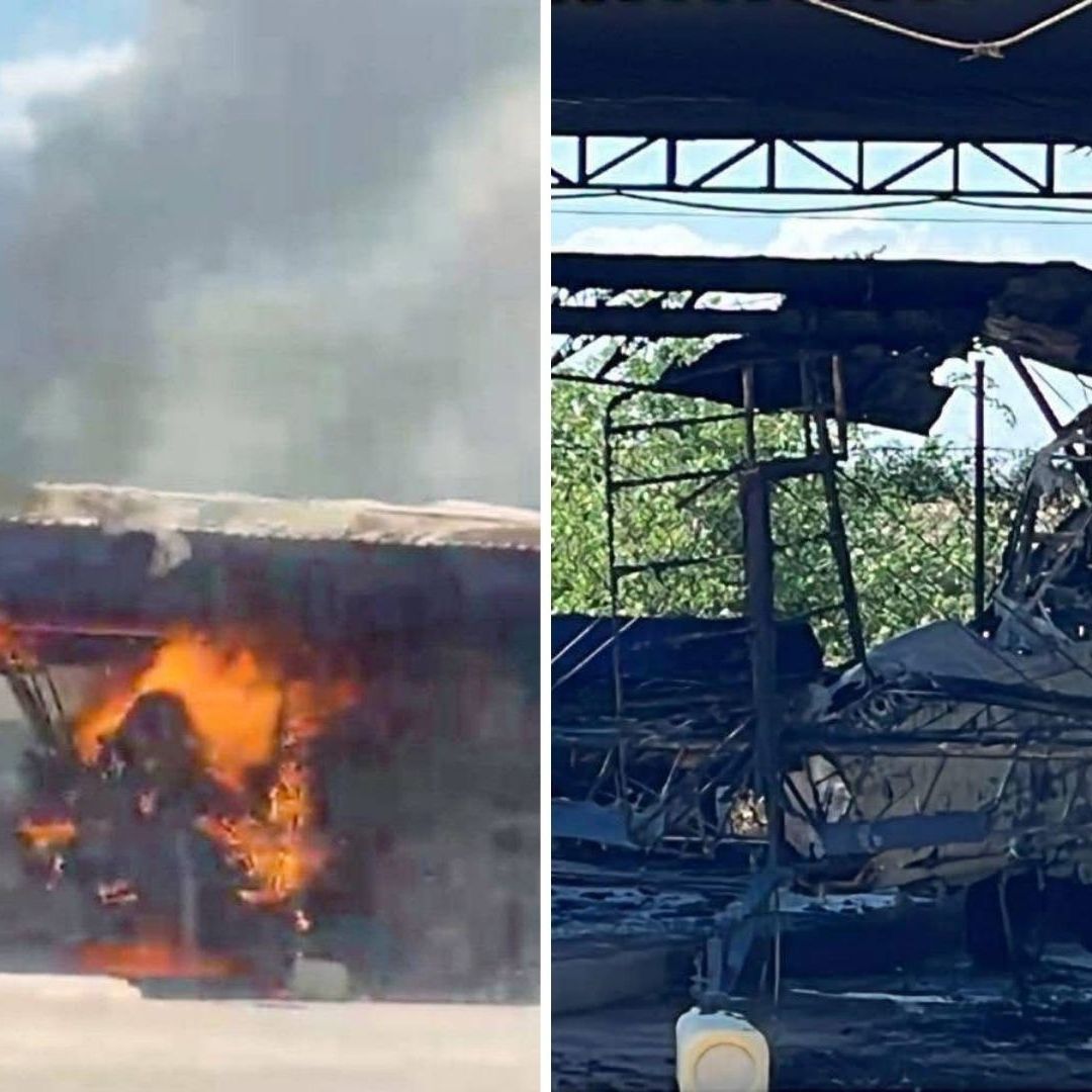 Se Incendia Avioneta al ser Atacada a Balazos en Pista La Luna