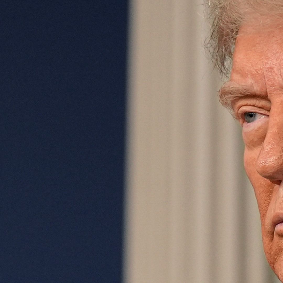 Imagen de Donald Trump en conferencia en la Casa Blanca
