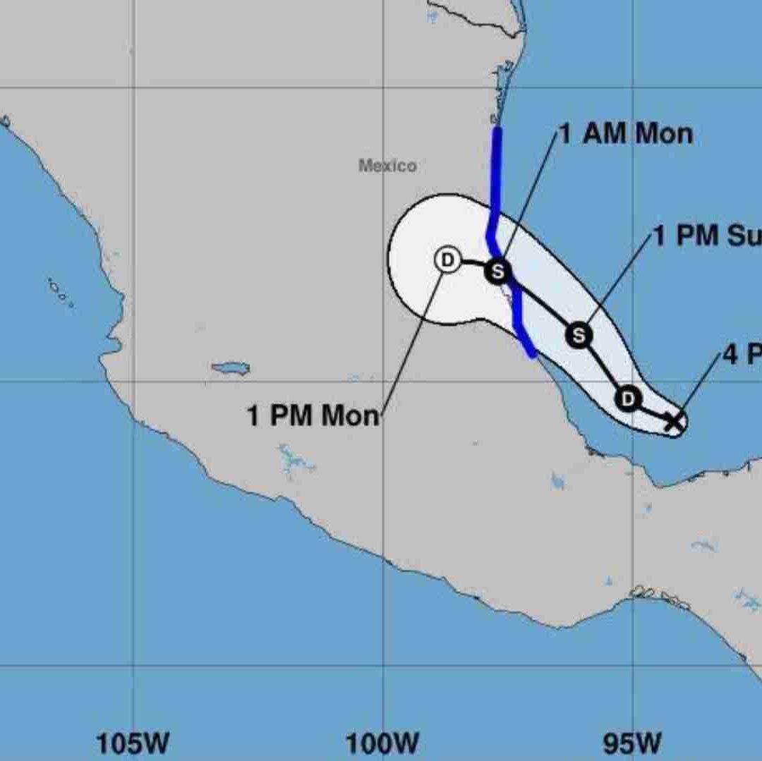Activan alerta azul y verde por depresión tropical dos en el Estado de Veracruz.