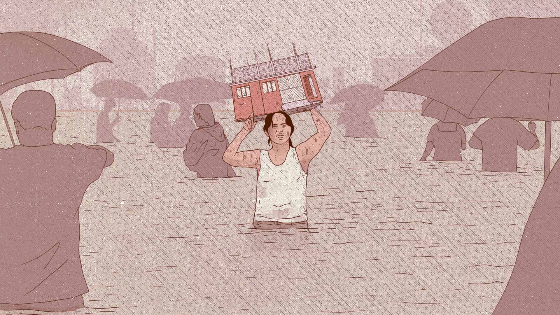 Desplazados por inundaciones en Chalco