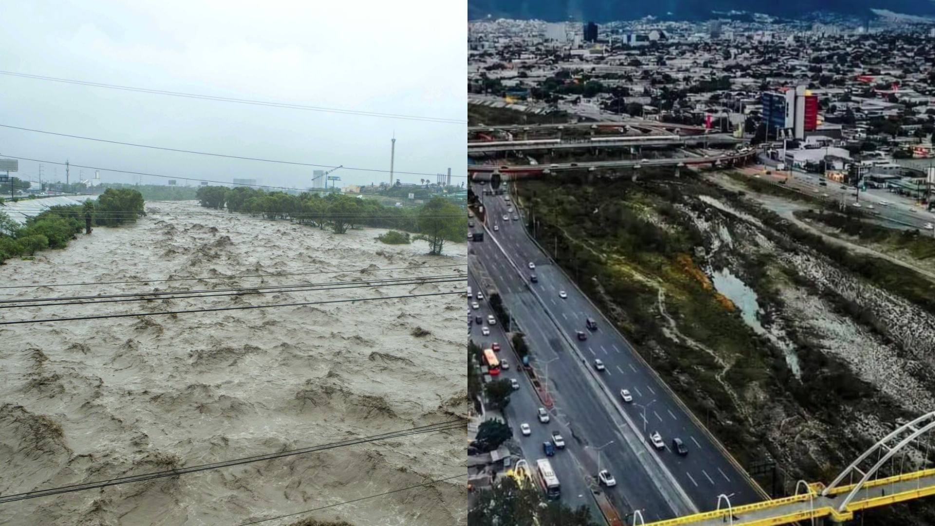 La tormenta tropical Alberto entró al estado de Nuevo León y estos fueron sus efectos en un antes y después del río Santa Catarina