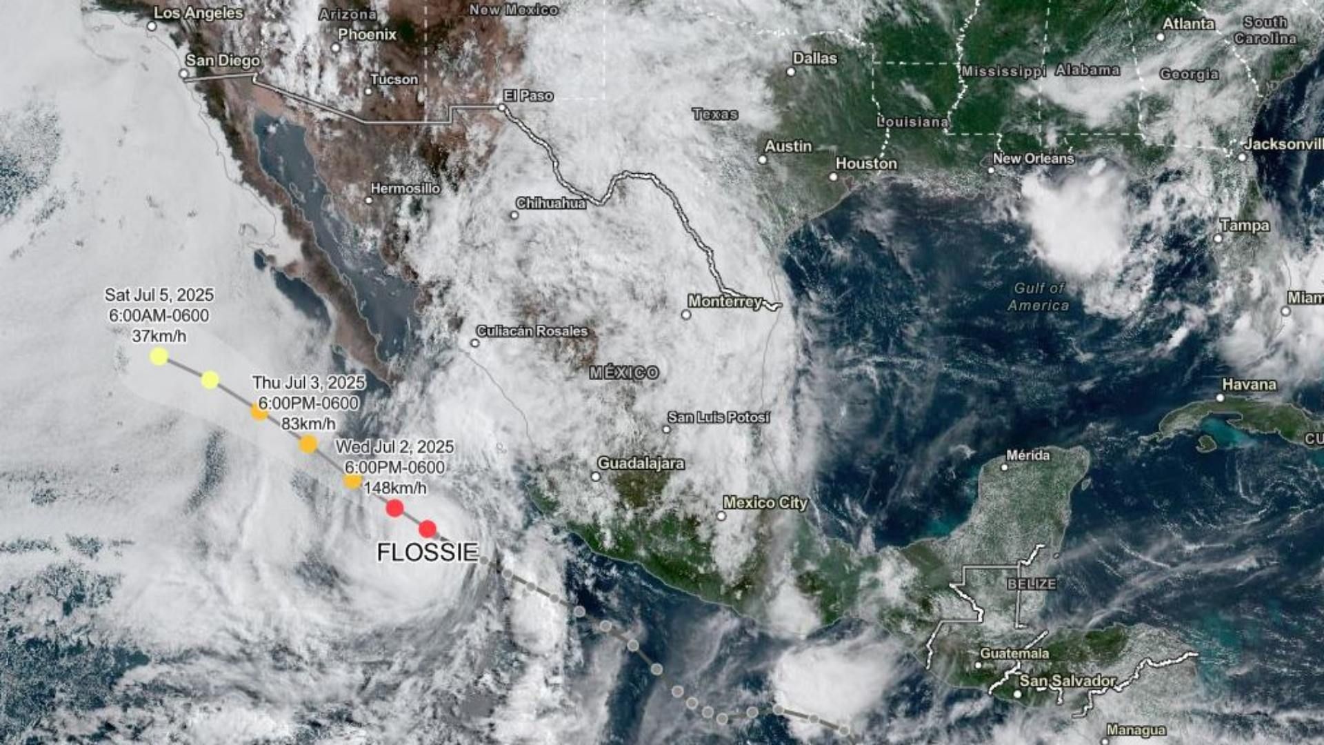 Trayectoria del huracán Flossie por el Pacífico mexicano