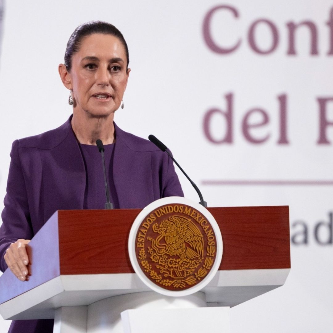 Claudia Sheinbaum durante conferencia en Palacio Nacional