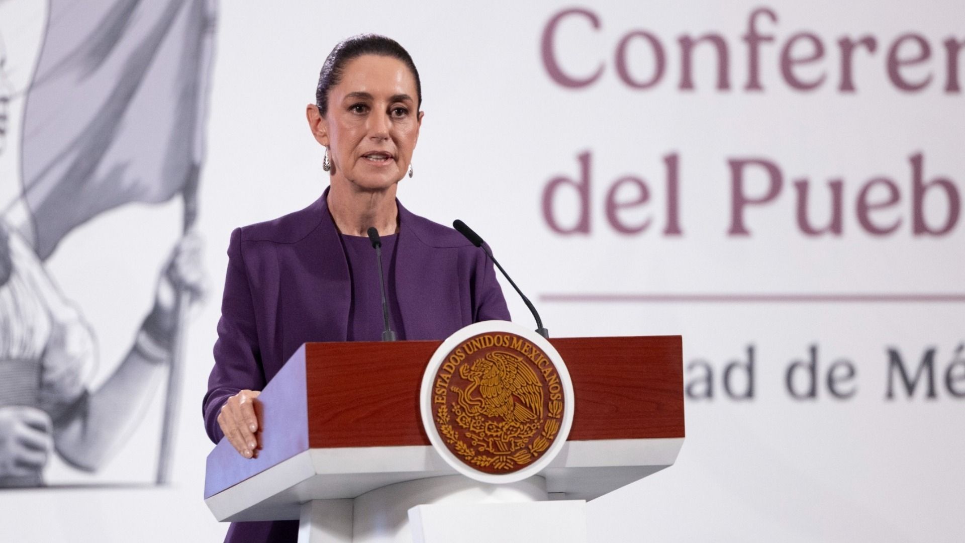 Claudia Sheinbaum durante conferencia en Palacio Nacional
