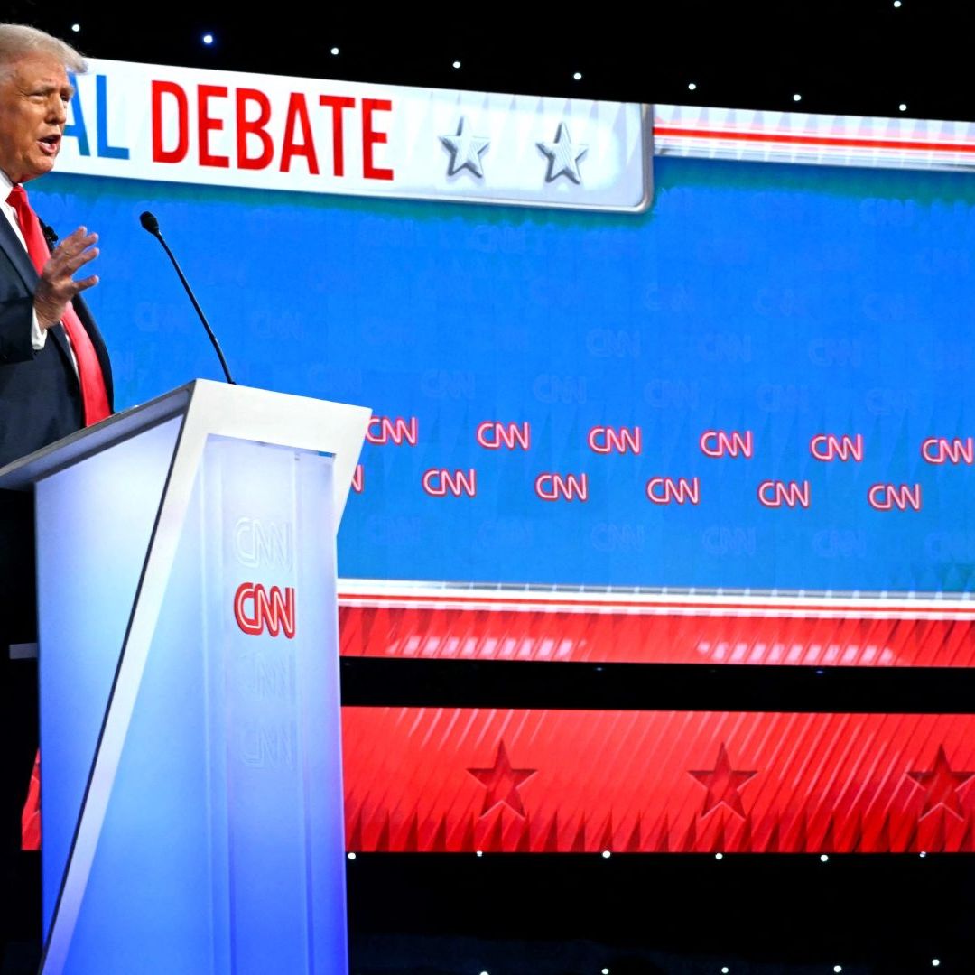 Trump y Biden no se saludaron al momento de arribar a la sede del debate presidencial. Foto AFP