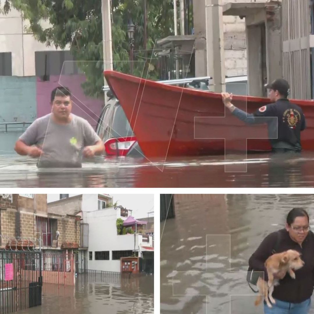 Inundaciones Cuautitlán Izcalli: Casas Rancho San Blas Bajo Agua; Rescate Lancha