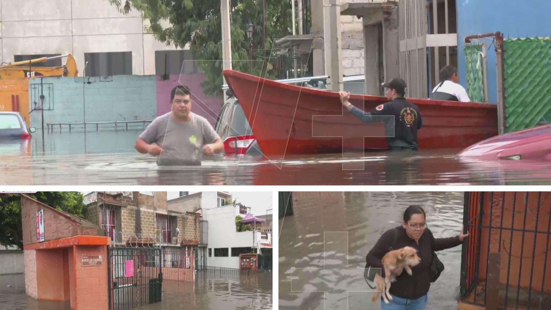 Inundaciones Cuautitlán Izcalli: Casas Rancho San Blas Bajo Agua; Rescate Lancha